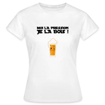 Moi la pression je la bois! - T-shirt Femme - blanc - Devant - AI Model Female 172 dark (172cm)