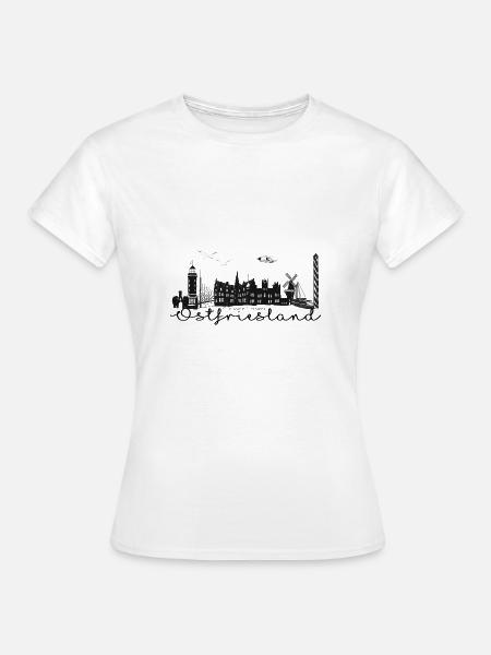 Skyline Ostfriesland S/W - Frauen T-Shirt - Weiß