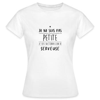PAS PETITE, JE SUIS UN ECHANTILLON DE SERVEUSE - T-shirt Femme - blanc - Devant - AI Model Female 172 dark (172cm)