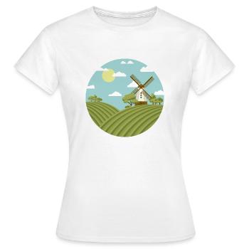 Moulin à vent, moulin à vent en Hollande - T-shirt Femme - blanc - Devant - AI Model Female 172 dark (172cm)