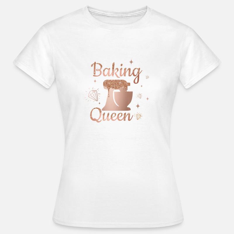 "Baking Queen" Glitter Customizable - Women's T-Shirt - white