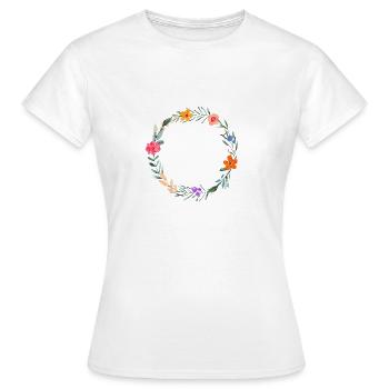 Douce couronne de fleurs, personnalisable - T-shirt Femme - blanc - Devant - AI Model Female 172 dark (172cm)