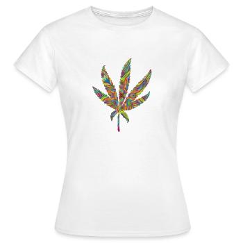 Hanfblatt psychedelisch 2 - Frauen T-Shirt - Weiß - Vorne - AI Model Female 172 dark (172cm)