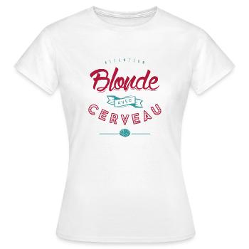 Blonde avec cerveau - T-shirt Femme - blanc - Devant - AI Model Female 172 dark (172cm)