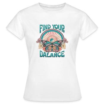 Trouvez votre Balance Butterfly Hippie - T-shirt Femme - blanc - Devant - AI Model Female 172 dark (172cm)