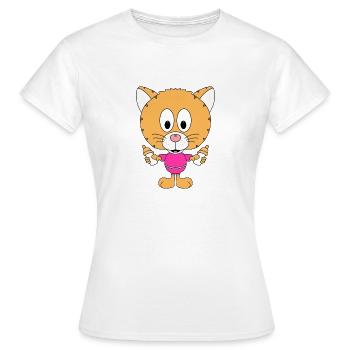 KATZE - BABY - NACHWUCHS - GEBURT - FLÄSCHCHEN - Frauen T-Shirt - Weiß - Vorne - AI Model Female 172 dark (172cm)