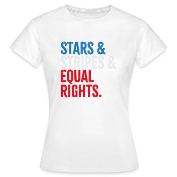 Stars & Stripes & Égalité des droits - T-shirt Femme - blanc - Devant - AI Model Female 172 dark (172cm)
