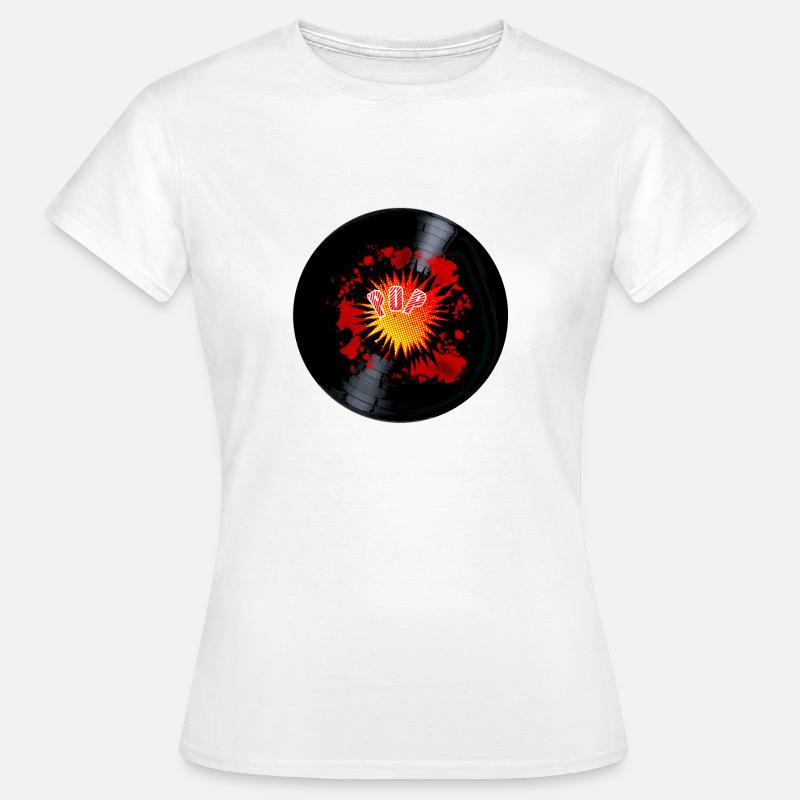 Exploding Pop Music Long Playing Record - T-shirt Femme - blanc