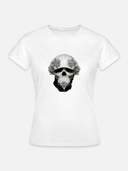 Skull Head Roses - Frauen T-Shirt - Weiß
