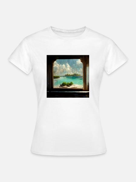 Paradise Island Painting - Frauen T-Shirt - Weiß
