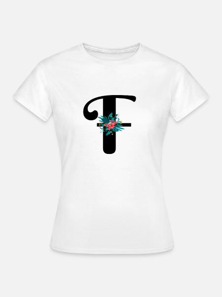 Buchstabe F geblüht - Frauen T-Shirt - Weiß