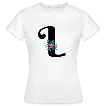 lettre L fleuris - T-shirt Femme - blanc - Devant - AI Model Female 172 dark (172cm)