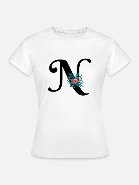 Buchstabe N geblümt - Frauen T-Shirt - Weiß