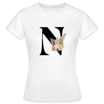 lettre N fleuris - T-shirt Femme - blanc - Devant - AI Model Female 172 dark (172cm)