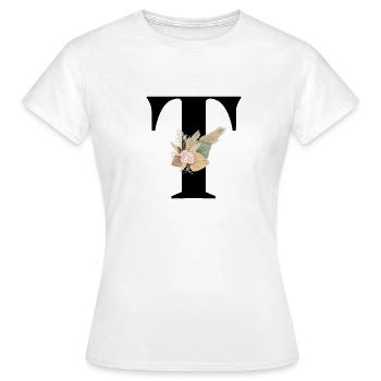 lettre T fleuris - T-shirt Femme - blanc - Devant - AI Model Female 172 dark (172cm)