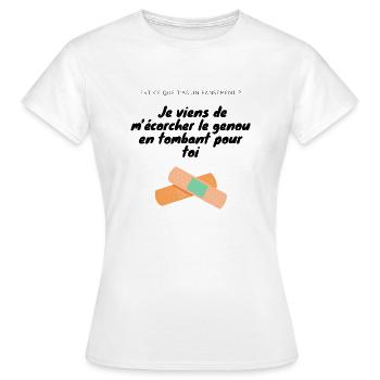 Tee-shirt drague tomber pour toi - T-shirt Femme - blanc - Devant - AI Model Female 172 dark (172cm)