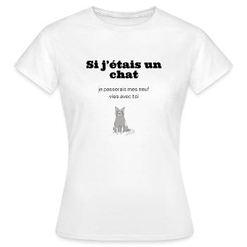Tee-shirt drague chat vie - T-shirt Femme - blanc - Devant - AI Model Female 172 dark (172cm)