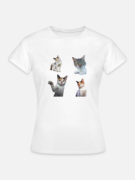 Packung Aufkleber Coole und niedliche Katzenkatzen - Frauen T-Shirt - Weiß