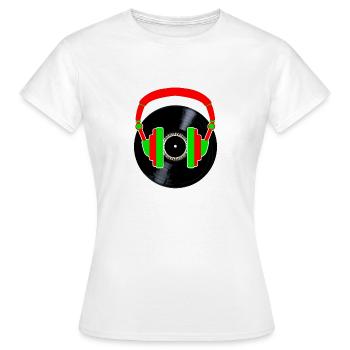 Kopfhörer auf Vinyl - Frauen T-Shirt - Weiß - Vorne - AI Model Female 172 dark (172cm)