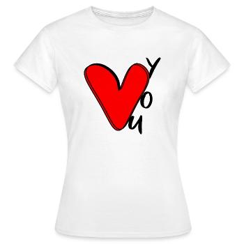 cœur rouge amour couple cadeau saint valentin - T-shirt Femme - blanc - Devant - AI Model Female 172 dark (172cm)