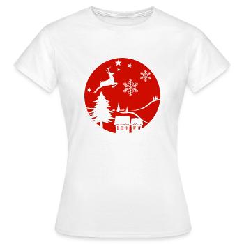 Christmas season, reindeer, Christmas tree, flakes - Women's T-Shirt - white - Front - AI Model Female 172 dark (172cm)