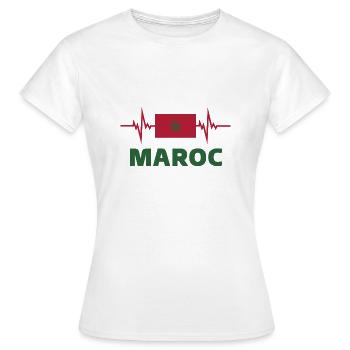 Morocco Football 2022 Morocco Heartbeat Morocco - Women's T-Shirt - white - Front - AI Model Female 172 dark (172cm)