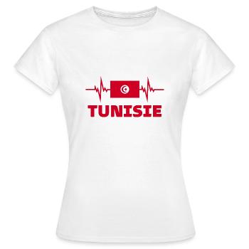 Tunisie Football 2022 Tunisie Heartbeat Tunisie - T-shirt Femme - blanc - Devant - AI Model Female 172 dark (172cm)