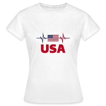 États-Unis d'Amérique Football battement de cœur - T-shirt Femme - blanc - Devant - AI Model Female 172 dark (172cm)
