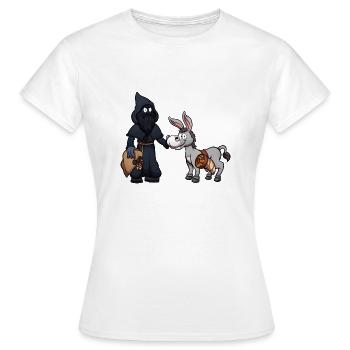 Serviteur Ruprecht avec âne - T-shirt Femme - blanc - Devant - AI Model Female 172 dark (172cm)