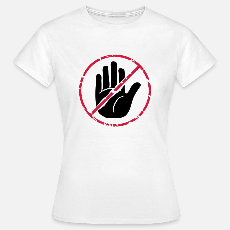 Stop Zeichen Hand durchgestrichen - Frauen T-Shirt - Weiß