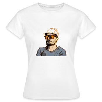 Straßenarbeiter Hipster mit Sonnenbrille und Helm - Frauen T-Shirt - Weiß - Vorne - AI Model Female 172 dark (172cm)