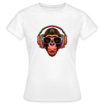 Hingucker Affe mit Kopfhörern und Sonnenbrille - Frauen T-Shirt - Weiß - Vorne - AI Model Female 172 dark (172cm)