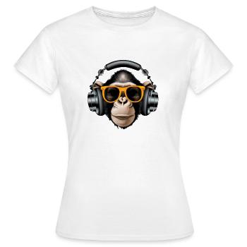 Hingucker Affe mit Kopfhörern und Sonnenbrille - Frauen T-Shirt - Weiß - Vorne - AI Model Female 172 dark (172cm)