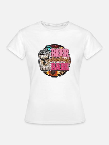 Bier trinken Babe - Frauen T-Shirt - Weiß