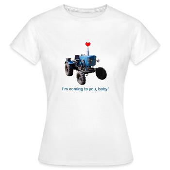 Je vais vers toi dans un tracteur, Bébé - T-shirt Femme - blanc - Devant - AI Model Female 172 dark (172cm)