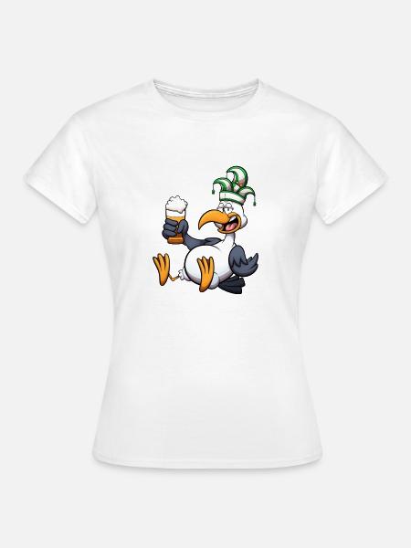 Holländische Karnevalsmöwe mit Bier - Frauen T-Shirt - Weiß