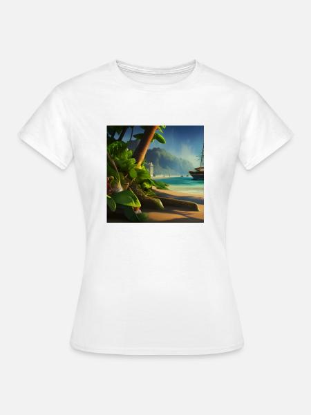 Boot und Palme - Frauen T-Shirt - Weiß