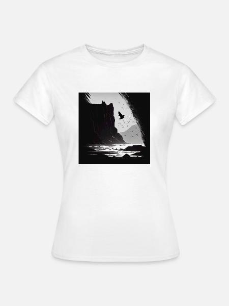 rough sea with cliffs - Frauen T-Shirt - Weiß