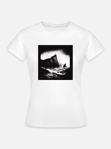 rough sea with cliffs - Frauen T-Shirt - Weiß