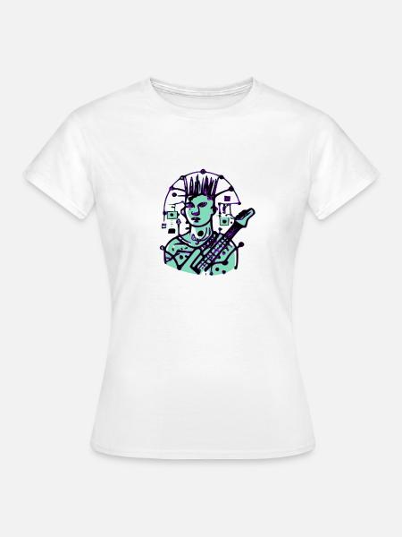 Cyber Punk Gitarrist - Frauen T-Shirt - Weiß