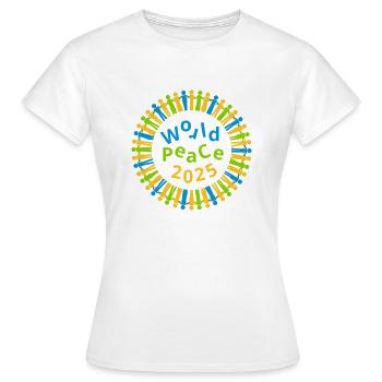 Weltfrieden 2025 - Frauen T-Shirt - Weiß - Vorne - AI Model Female 172 dark (172cm)