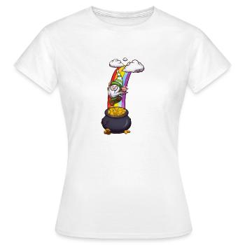 Leprechaun Gnome tombant dans un pot d’or - T-shirt Femme - blanc - Devant - AI Model Female 172 dark (172cm)