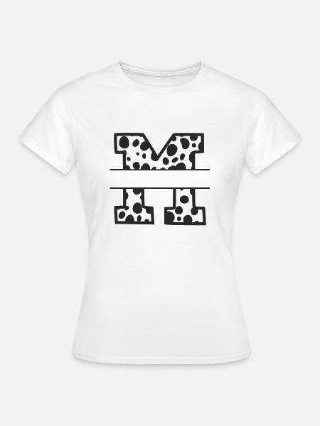 Buchstabe M Benutzerdefiniertes Kuhmuster - Frauen T-Shirt - Weiß