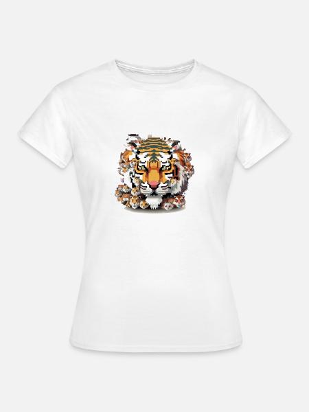 Der Pixeltiger - Frauen T-Shirt - Weiß