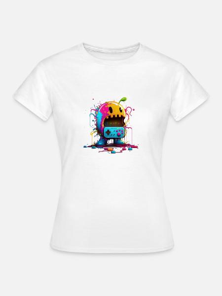 Arcade Neon Gaming Monster - Frauen T-Shirt - Weiß