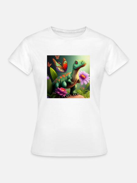 Niedlicher Dinosaurier - Frauen T-Shirt - Weiß