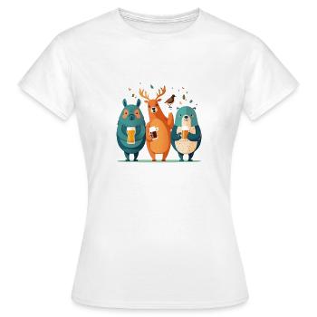 Lustige Wald Tier Party mit Bier - Frauen T-Shirt - Weiß - Vorne - AI Model Female 172 dark (172cm)