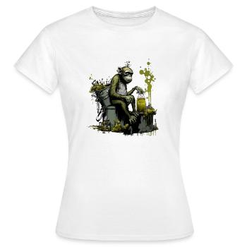 Chimpanzés devant la bouilloire de brassage, front spécial - T-shirt Femme - blanc - Devant - AI Model Female 172 dark (172cm)