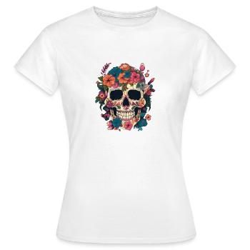 Crâne composé de fleur - T-shirt Femme - blanc - Devant - AI Model Female 172 dark (172cm)