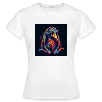 Trippy Psychadelic Penguin assis - T-shirt Femme - blanc - Devant - AI Model Female 172 dark (172cm)